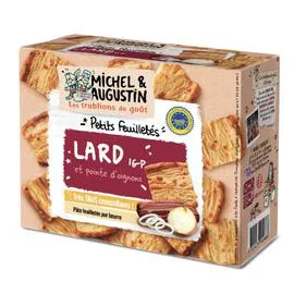 MICHEL & AUGUSTIN Biscuits apéritifs Petits feuilletés au lard du Sud-Ouest et pointe d’oignons 80g