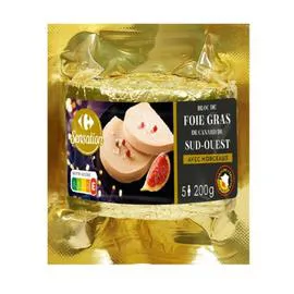 CARREFOUR Bloc de foie gras de canard avec morceaux 200g
