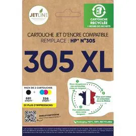 Pack de cartouches d'encre 305 XL Noir + Couleurs - Compatible HP (l'unité)