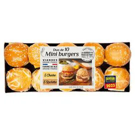 Duo mini burgers cheese et raclette (415g)