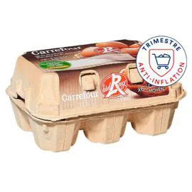 Oeufs de Plein Air Calibre Moyen Label Rouge sans OGM (x6)