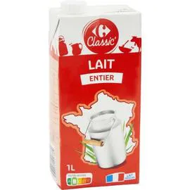 CARREFOUR CLASSIC' Lait entier UHT 1l