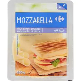 CARREFOUR Fromage en Tranches Mozzarella pour Panini Ou Pizza 200g