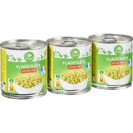 CARREFOUR CLASSIC' Flageolets verts extra fins 3x130g