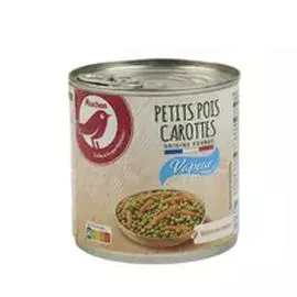 Petits pois carottes à la vapeur en conserve (265g)