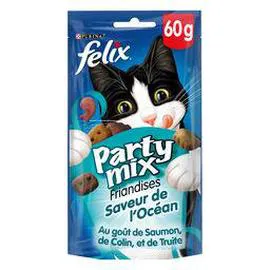 PURINA, FELIX Friandises chats Félix Saveur océane Party mix 60g