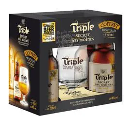Coffret triple Secret des Moine 8%vol + 1 verre (4X33cl)