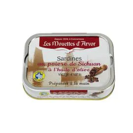 Sardines à l'huile d'olive vierge extra et au poivre de Sichuan (115g)