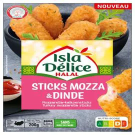 ISLA DÉLICE Sticks de mozzarella et dinde halal 200g