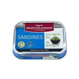 Sardines sauvages entières aux algues de Bretagne Bio (115g)