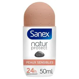 SANEX Déodorant Bille Natur Protect à la pierre d'Alun peaux sensibles 24h 50ml