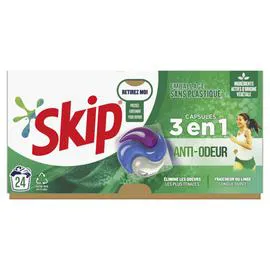 SKIP Lessive capsules hygiène 3en1 anti odeur x24 509g