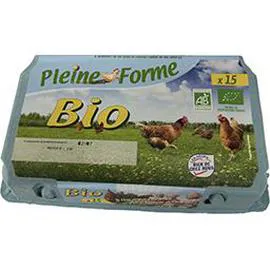 Oeufs BIO calibre moyen-gros (x15)