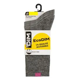 Mi-chaussettes femme gris TU Eco (x5)