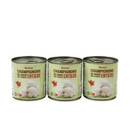 AUCHAN Champignons de Paris entiers 1er choix 3x115g