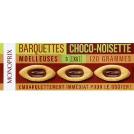 Barquettes moelleuses choco-noisettes (120g)
