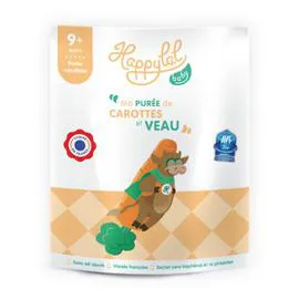 Repas bébé dés 9 mois purée de carottes et veau (190g)