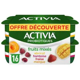 Yaourt aux fruits mixés bifidus abricot framboise fraise mangue (16x125g)