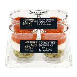Verrines Apéro courgettes façon pesto chèvre & poivrons (4x40g)