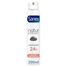 SANEX Déodorant Spray Natur Protect à la pierre d'Alun peaux sensibles 24h 200ml