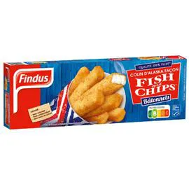 FINDUS Poisson pané bâtonnets colin alaska façon fish & chips msc 364g