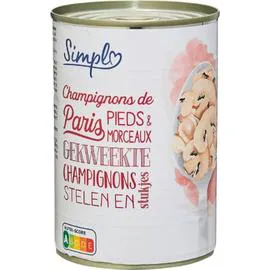 CARREFOUR SIMPL Champignons de Paris pieds & morceaux 230g