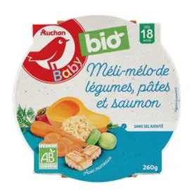 Assiette méli-mélo légumes pâtes et saumon dès 18 mois (260g)