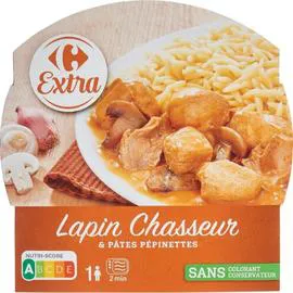 Plat cuisiné lapin & pâtes (300g)