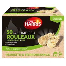 Allume-feu en rouleaux de laine de bois et cire (x50)
