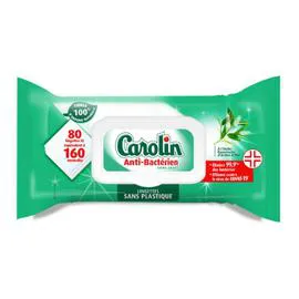 CAROLIN Lingette Nettoyantes Anti-Bactérien Sans Javel x80 