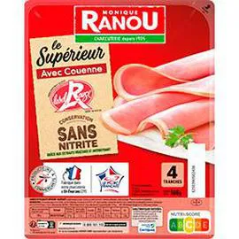 Jambon Le Supérieur avec couenne sans nitrite Label Rouge (160g)