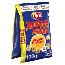 VICO, MONSTER MUNCH Biscuits soufflés goût jambon fromage 2x100g