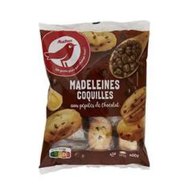 Madeleines coquilles aux pépites de chocolat, sachets individuels (400g)