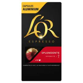 L'OR, ESPRESSO Café capsules Compatibles Nespresso splendente intensité 7 10x5,2g