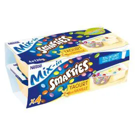 NESTLÉ, SMARTIES Yaourt vanille avec bonbons au chocolat 4x120g