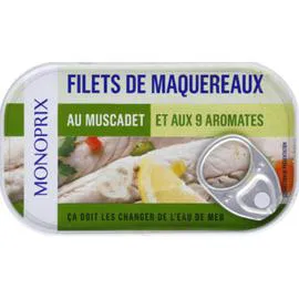 MONOPRIX Filets de maquereaux au muscadet et aux 9 aromates 65,7g