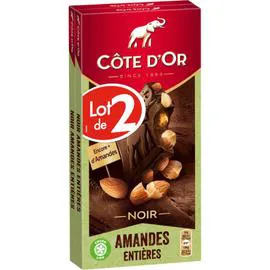 Chocolat noir amandes entières (2x180g)