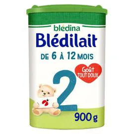 BLÉDINA, BLÉDILAIT Lait bébé en poudre 2ème âge 6-12 mois 900g