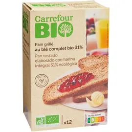 CARREFOUR BIO Pain grillé bio au blé complet 250g