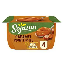 SOJASUN Dessert végétal soja caramel pointe de sel 4x100g