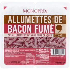 MONOPRIX Allumettes de bacon fume 200g