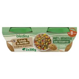 Plat bébé froid dès 8 mois salade de lentilles boulghour poivrons (2x200g)