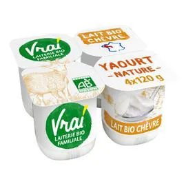 VRAI Yaourt de chèvre nature Bio 4x120g