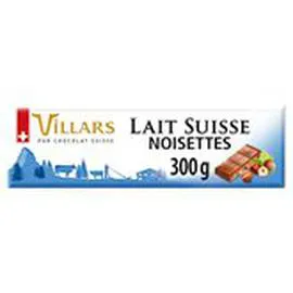 Tablette chocolat Villars Lait suisse et noisettes (300g)