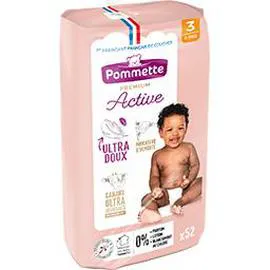 POMMETTE Couches Premium Active, taille 3 : 4-9 kg x52