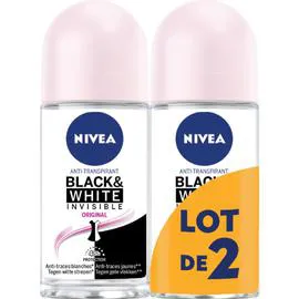 Black & white déodorant bille invisible femme anti-transpirant 48h (2x50ml)