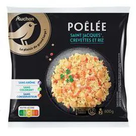 Poêlée de Saint-Jacques, crevettes et riz (600g)