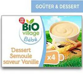 MARQUE REPÈRE, BIO VILLAGE Gourde - 8 mois Semoule Vanille 4x85g