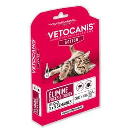Insectifuge pour chat soin des infections par les puces et les tiques (3x0,5ml)