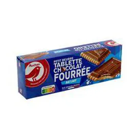 AUCHAN Petits beurre avec tablette fourée au lait 140g